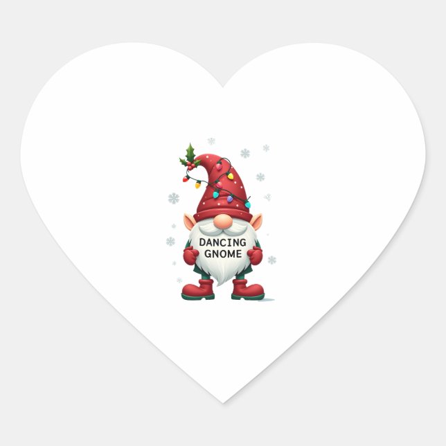Christmas Gnome Dancing Gnome Family Christmas (2) Heart Sticker (Front)