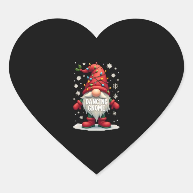 Christmas Gnome Dancing Gnome Family Christmas (3) Heart Sticker (Front)
