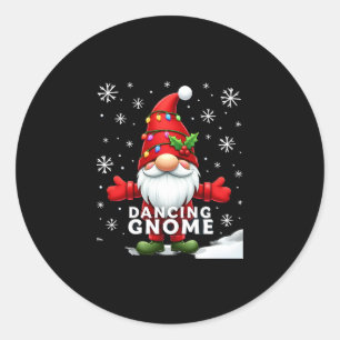 Christmas Gnome Dancing Gnome Family Christmas (4) Classic Round Sticker
