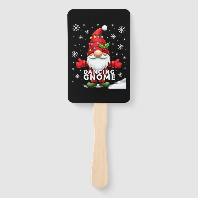 Christmas Gnome Dancing Gnome Family Christmas (4) Hand Fan (Front)
