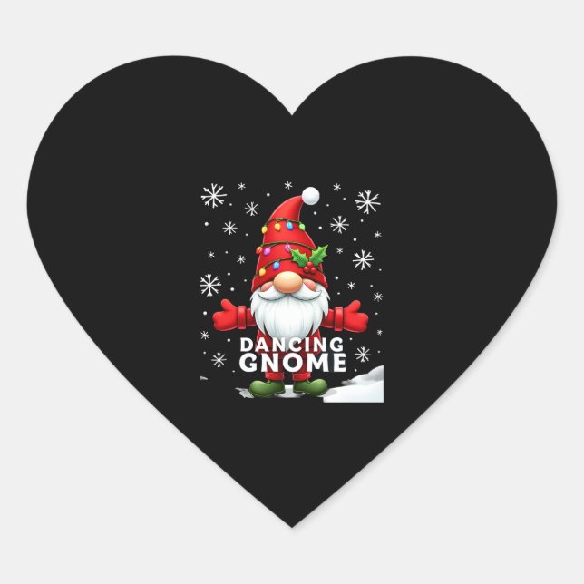 Christmas Gnome Dancing Gnome Family Christmas (4) Heart Sticker (Front)