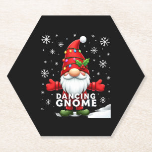 Christmas Gnome Dancing Gnome Family Christmas (4) Paper Coaster