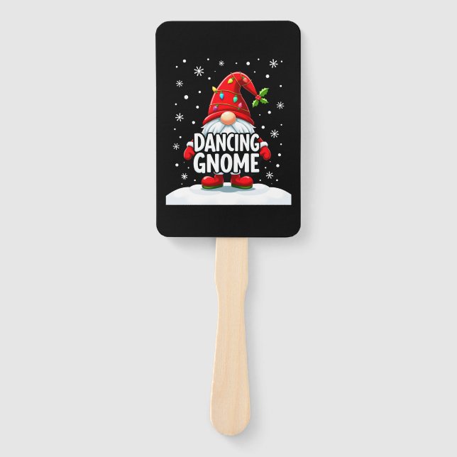 Christmas Gnome Dancing Gnome Family Christmas (5) Hand Fan (Front)