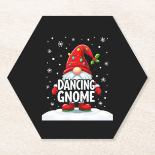 Christmas Gnome Dancing Gnome Family Christmas (5) Paper Coaster
