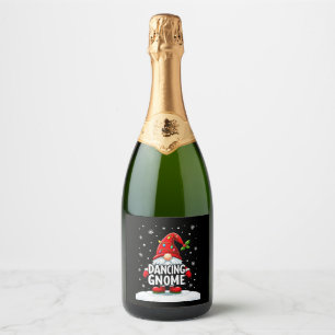 Christmas Gnome Dancing Gnome Family Christmas (5) Sparkling Wine Label
