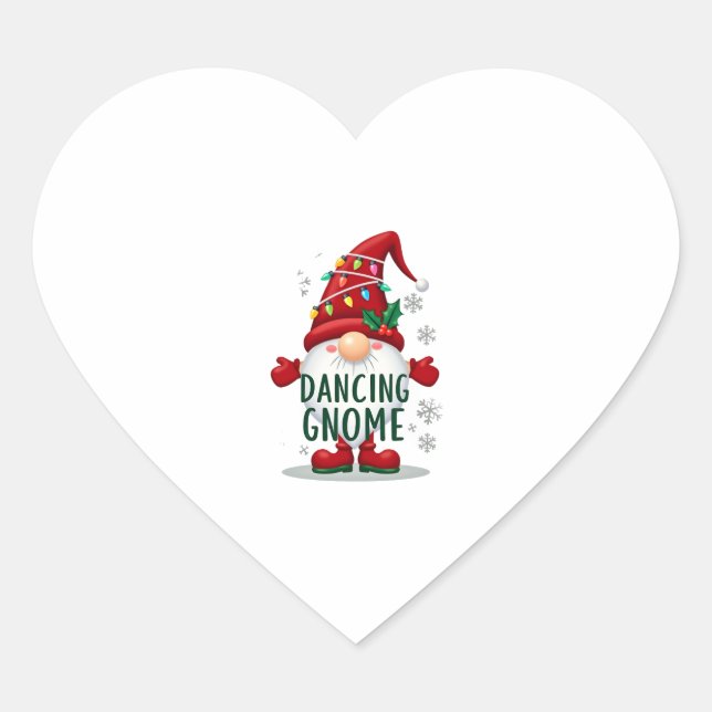 Christmas Gnome Dancing Gnome Family Christmas (6) Heart Sticker (Front)