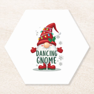 Christmas Gnome Dancing Gnome Family Christmas (6) Paper Coaster