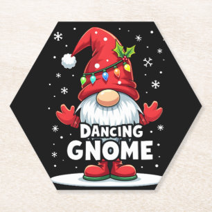Christmas Gnome Dancing Gnome Family Christmas (7) Paper Coaster