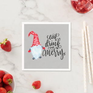 Christmas Gnome Eat Drink Be Merry  Napkin