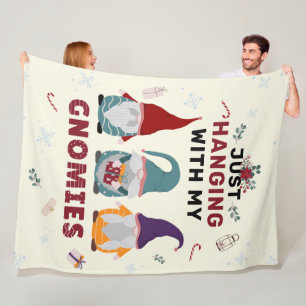 Christmas Gnome Family Just Hanging with Gnomies Fleece Blanket