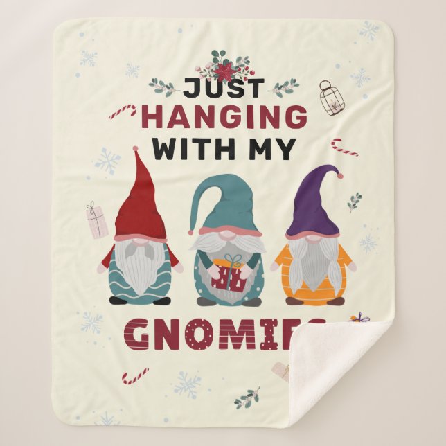 Christmas Gnome Family Just Hanging with Gnomies Sherpa Blanket (Front)