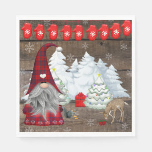 Christmas Gnome Fawn Squirrel Mittens Napkin