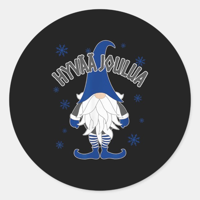 Christmas Gnome Finnish Scandinavian Tomte Finland Classic Round Sticker (Front)
