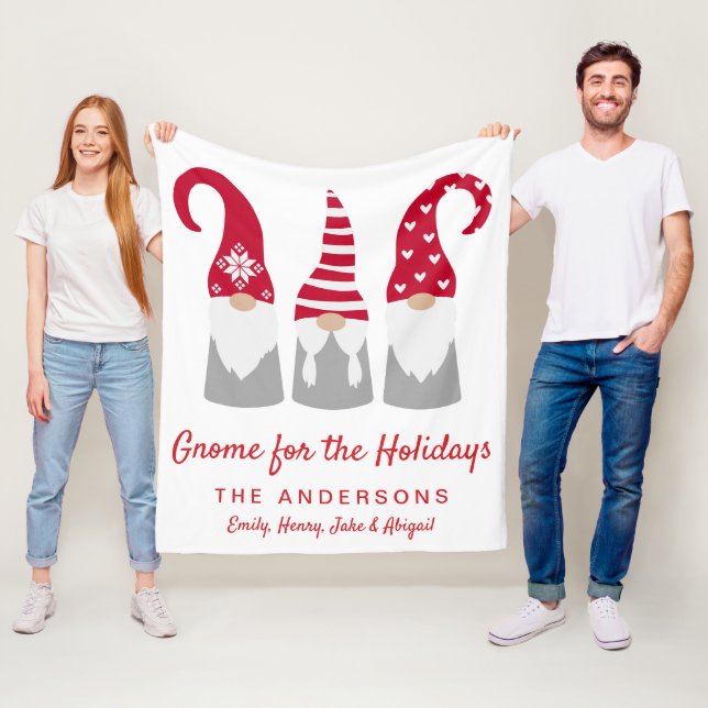 Christmas Gnome for the Holidays Personalised Fleece Blanket (In Situ)