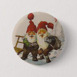 Christmas Gnome Friends 6 Cm Round Badge