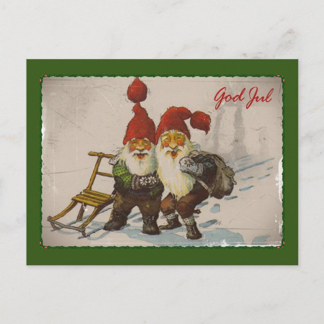 Christmas Gnome Friends Holiday Postcard (Front)