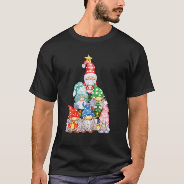 Christmas Gnome Funny Family Pyjamas Gnome Tree T-Shirt (Front)