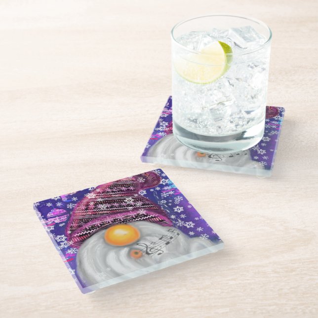 Christmas Gnome Glass Coasters (Angled)
