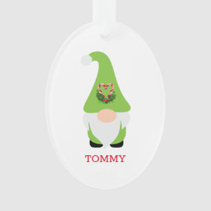 Christmas Gnome Green NAME Happy Holidays Year Fun Ornament