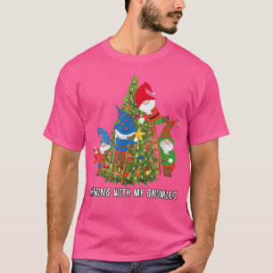 Christmas Gnome Hanging with My Gnomies Funny Tree T-Shirt