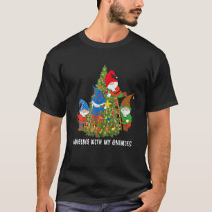 Christmas Gnome Hanging With My Gnomies Funny Tree T-Shirt