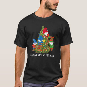 Christmas Gnome Hanging With My Gnomies Funny Tree T-Shirt