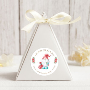 Christmas Gnome Happy Holidays Classic Round Sticker