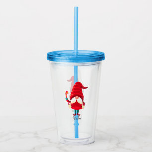 Christmas Gnome Holding A Candy Cane Acrylic Tumbler
