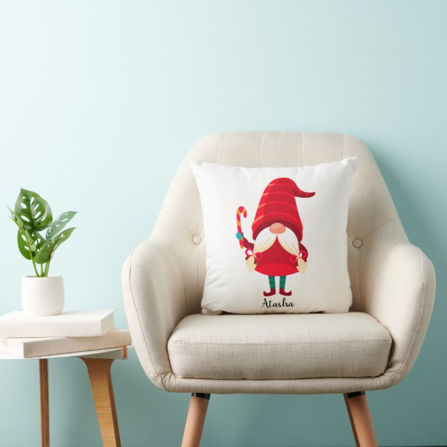 Christmas Gnome Holding A Candy Cane Cushion (Chair)