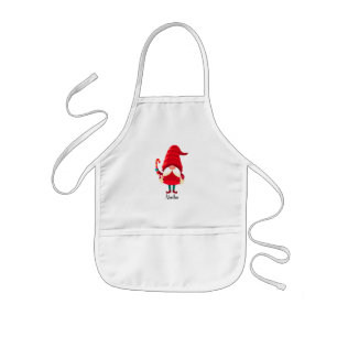Christmas Gnome Holding A Candy Cane Kids Apron