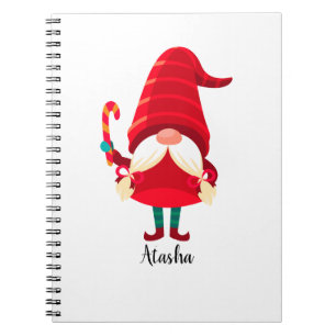 Christmas Gnome Holding A Candy Cane Notebook