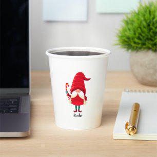 Christmas Gnome Holding A Candy Cane Paper Cups