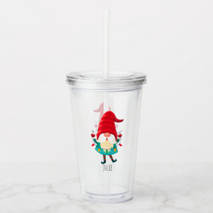 Christmas Gnome Holding Christmas Lights Acrylic Tumbler