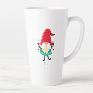 Christmas Gnome Holding Christmas Lights Latte Mug