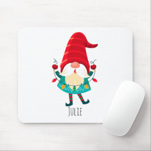 Christmas Gnome Holding Christmas Lights Mouse Mat