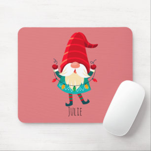 Christmas Gnome Holding Christmas Lights Mouse Mat