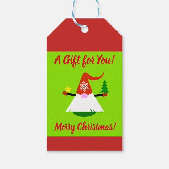 Christmas Gnome Holiday Gift Tags (Front)