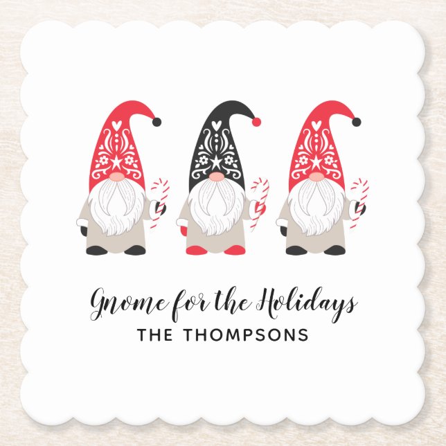 Christmas Gnome Holiday Paper Coaster (Front)