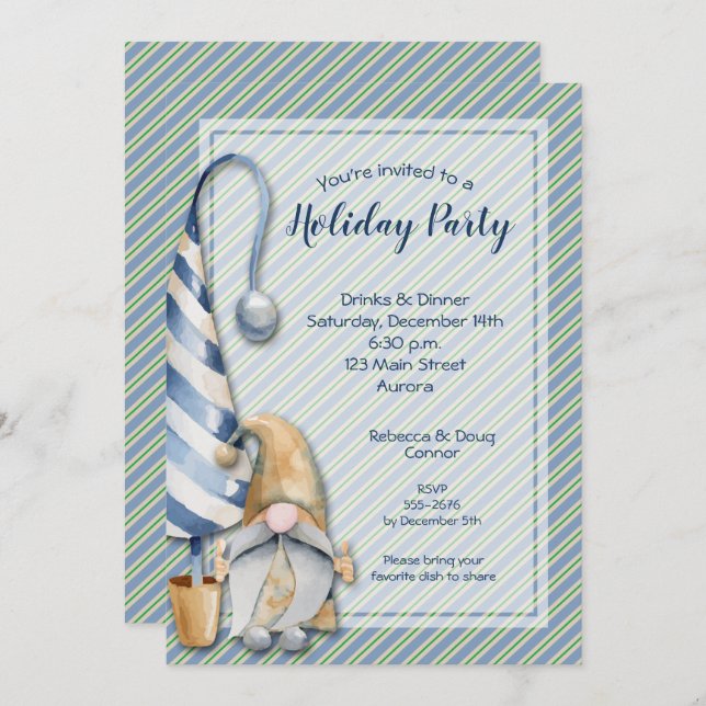 Christmas Gnome Holiday Party Invitation (Front/Back)