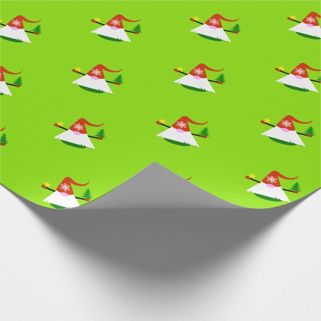 Christmas Gnome Holiday  Wrapping Paper (Corner)