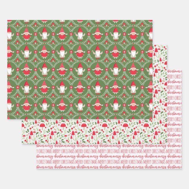 Christmas Gnome Holiday Wrapping Paper Sheet (Set)