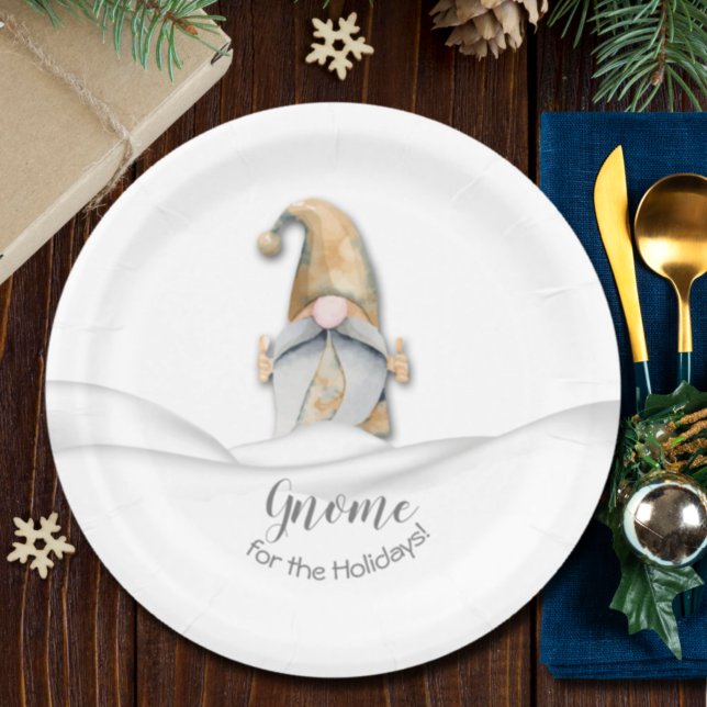 Christmas Gnome Home for the Holidays Paper Plate (Creator Uploaded)