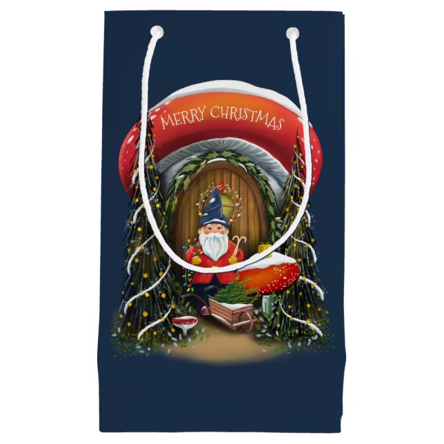 Christmas Gnome Home Holiday Small Gift Bag (Front)