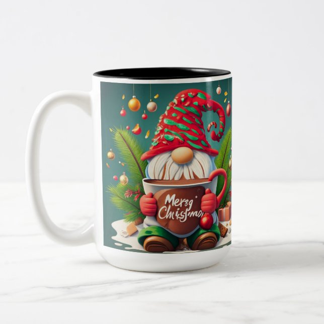 Christmas Gnome Huge Hot Chocolate Coffee Mug (Left)