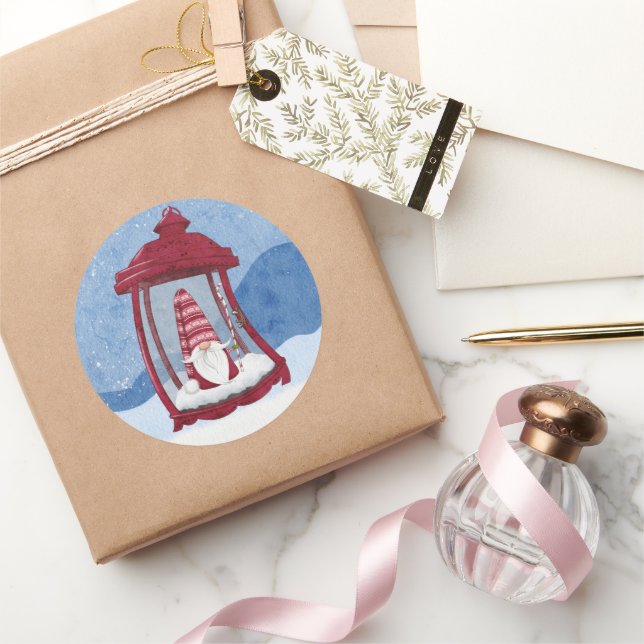 Christmas Gnome in Lantern Sticker (Gifting)