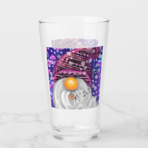 Christmas Gnome In Purple Hat Glass