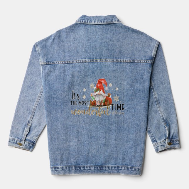 Christmas Gnome Its The Most Wonderful Time Of The Denim Jacket (Back)