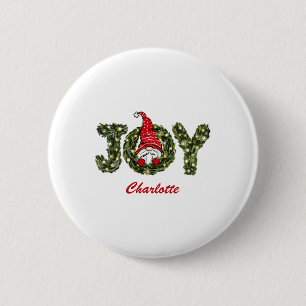 Christmas Gnome Joy Red Green White 6 Cm Round Badge