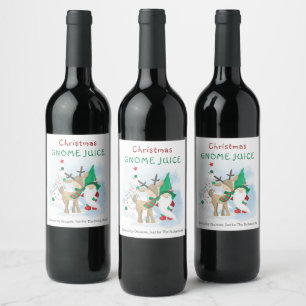 Christmas Gnome Juice Brewed by Gnomes for .. Wine Label