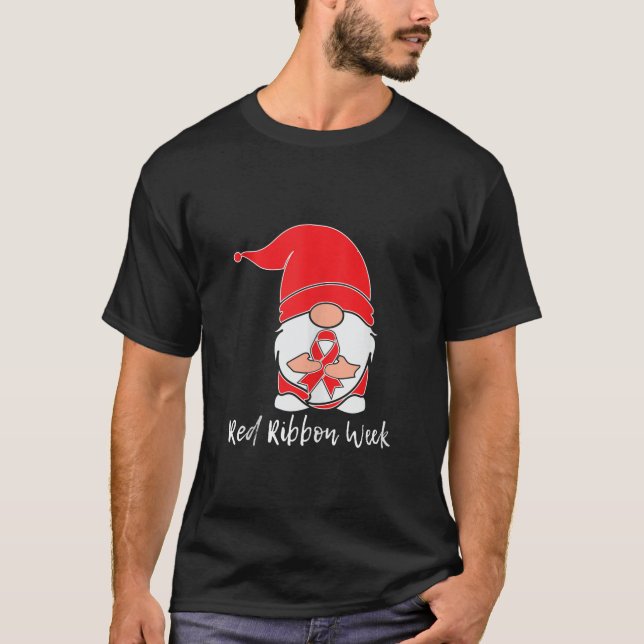 Christmas Gnome just say no say yes wear red ribbo T-Shirt (Front)